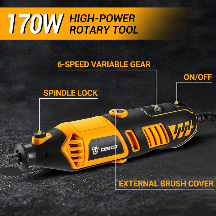 Multifunktionswerkzeug Rotationswerkzeug Gravur Gerät Mini Schleifer: DEKOPRO 170W 127 Zubehör Set V
