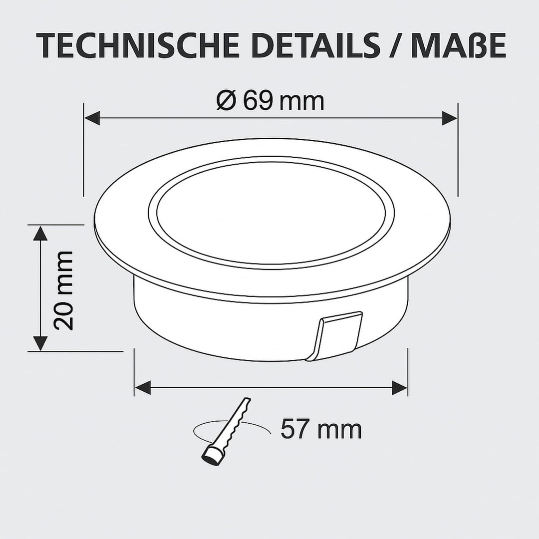 HAVA 5er Pack, Vollmetall Einbaustrahler G4 12V, Glasabdeckung, Einbau 60mm