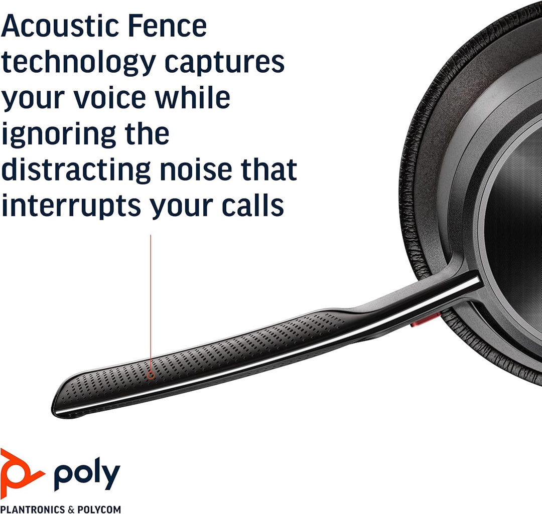 Poly - Voyager Focus 2 Office USB-A (Plantronics) - Bluetooth Dual-Ear (Stereo) Headset with Boom Mi