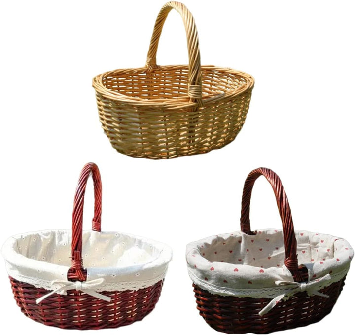 Picknick Korbkorb rustikaler leerer Geschenkkorb Ovaler Hamper gewebter Korb mit Liner für Picknickp