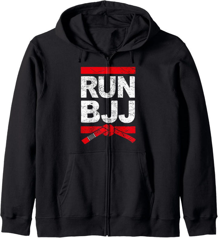 RUN BJJ Lustiges Brazilian Jiu-Jitsu BJJ T-Shirt Gürtel Kapuzenjacke