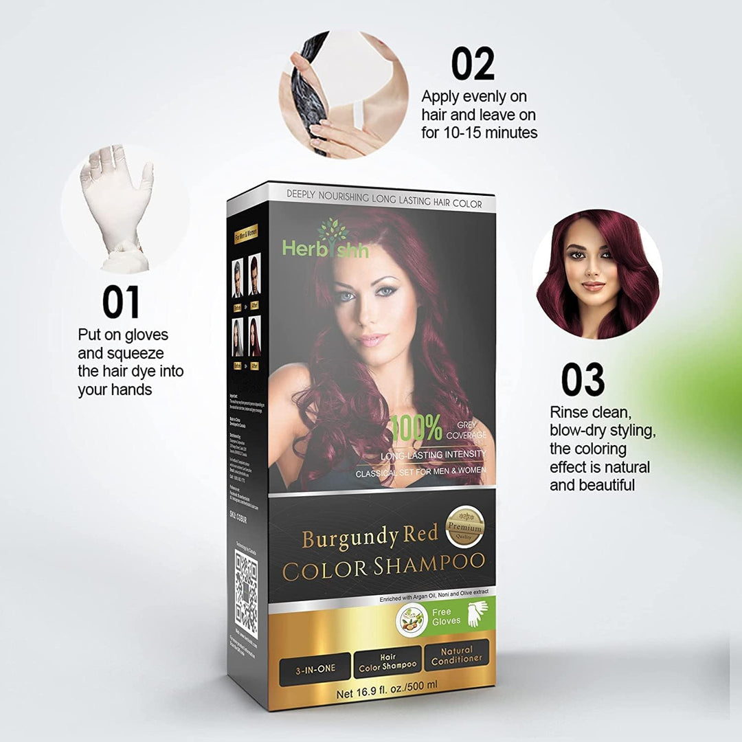 Herbishh Ultimate Hair Color Shampoo Kit (2 Stück Hair Color Shampoo + Argan Hair Mask) für graues H