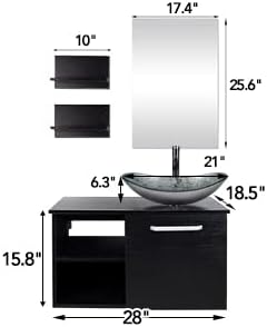 YU YUSING Badmöbel Set Waschbeckenunterschrank Badezimmerschrank mit Waschbecken Unterschrank Spiege