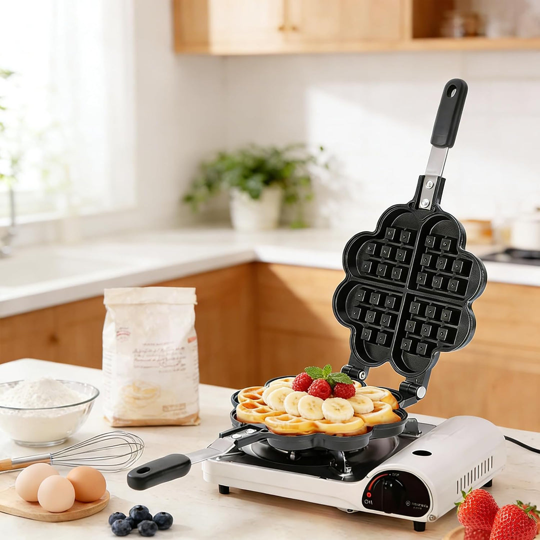 JIAMIAN Waffle Makers, with Non-Stick Coating &amp; Heat-Insulated Handle, Sandwich Iron, Press Plate Ma