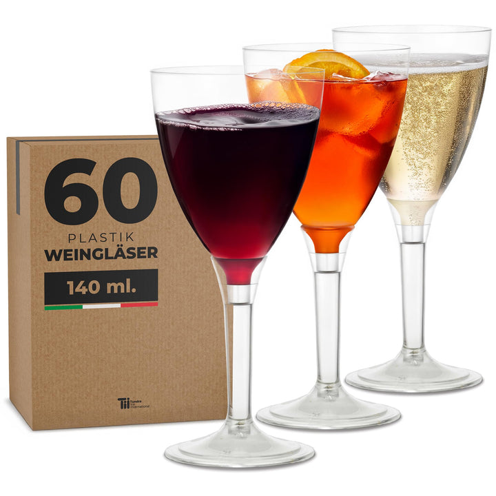 TUNDRA ICE INTERNATIONAL - Packung mit 60 Weingläsern, US WASSER & RI USA LICHT 140 ml. BPA-frei, WI