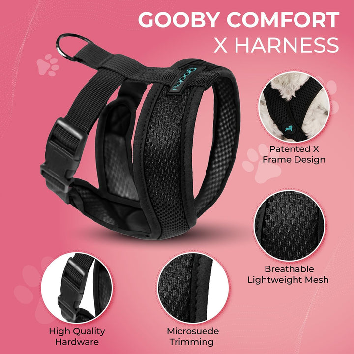 Gooby Choke Free Comfort X Hundegeschirr, weich, Grösse S, Schwarz 11.75-15.5" schwarz, 11.75-15.5"