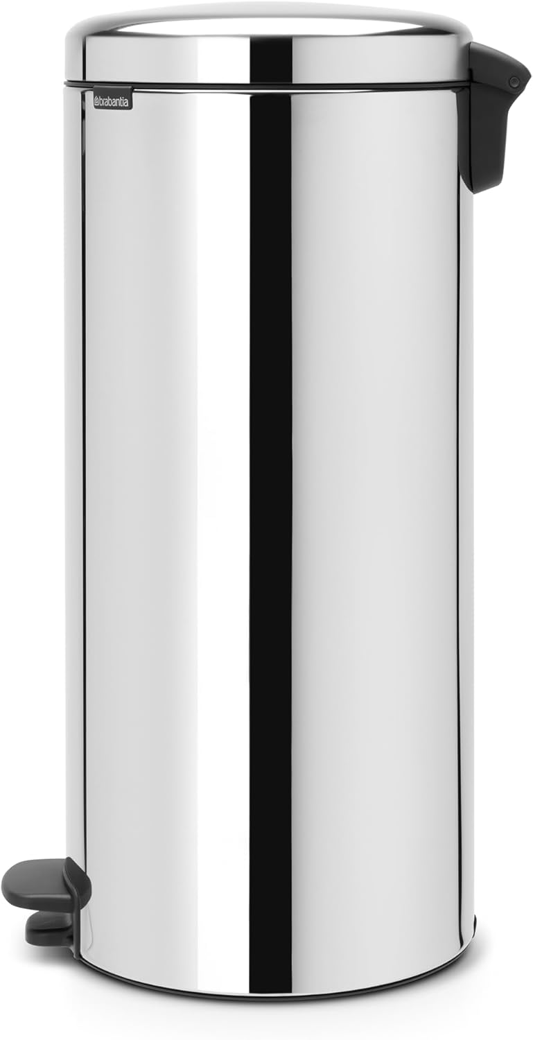 Brabantia Treteimer mit Inneneimer aus Metall, plastik metall, Glänzender Stahl, 30L 30 Liter Brilli