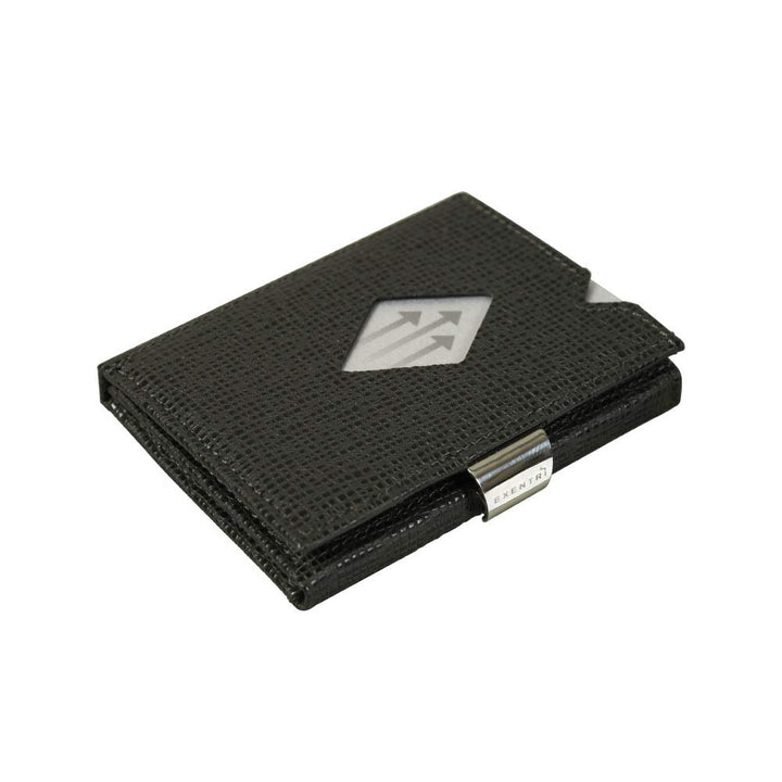 Exentri Wallet Kreditkartenetui echt Leder mit RFID Schutz, S, Mosaic Black [331] Schwarz, Schwarz
