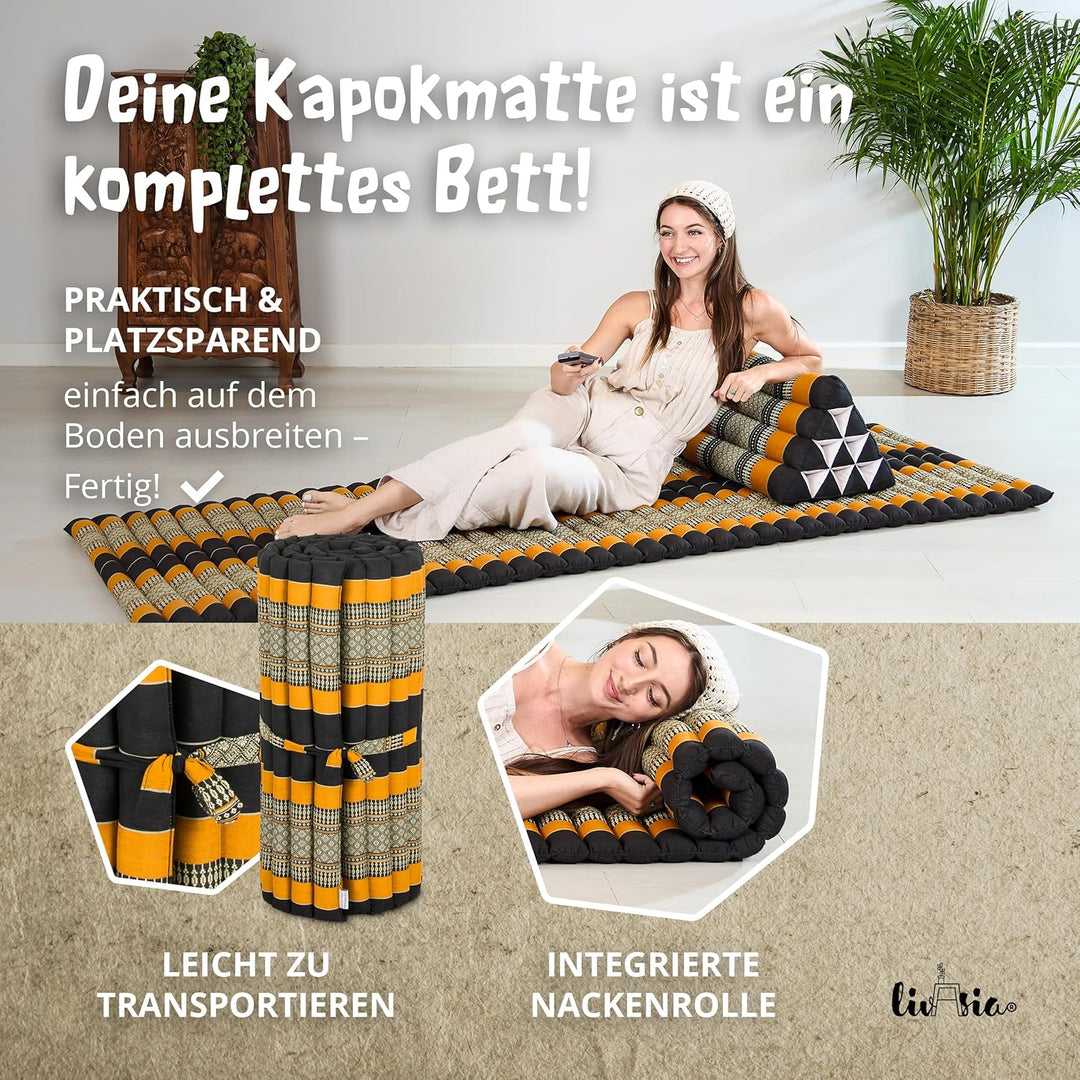 livasia Rollmatte Rollmatratze L-200x110x4,5cm, Gästebett Gästematratze 1 Person, Reisebett Kofferra