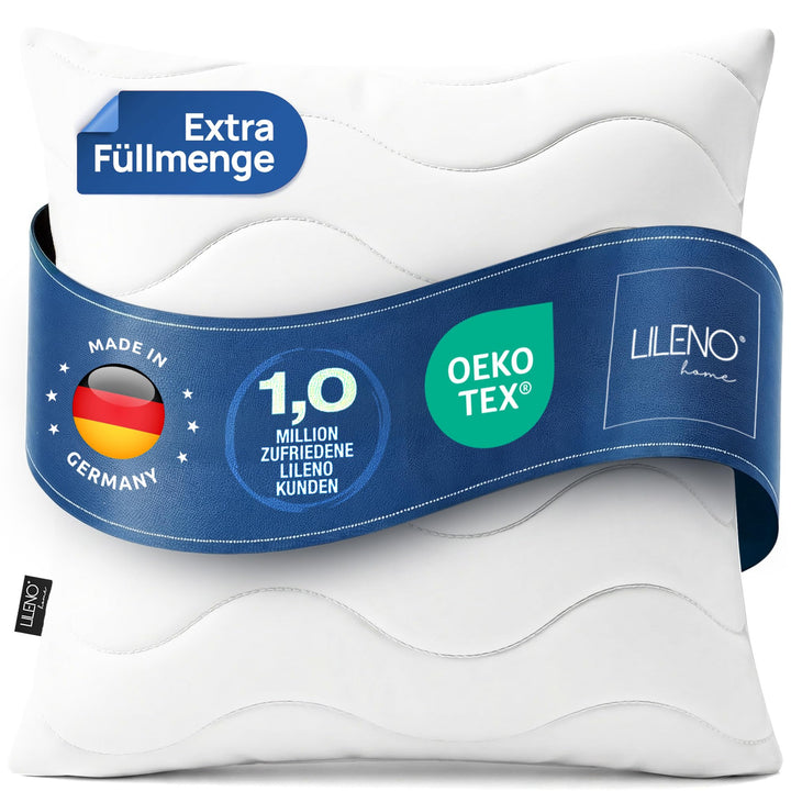 LILENO HOME Allergiker Kopfkissen 80x80 (1er Set) - 95°C waschbar,& Made in DE - Kissen 80x80 mit pr