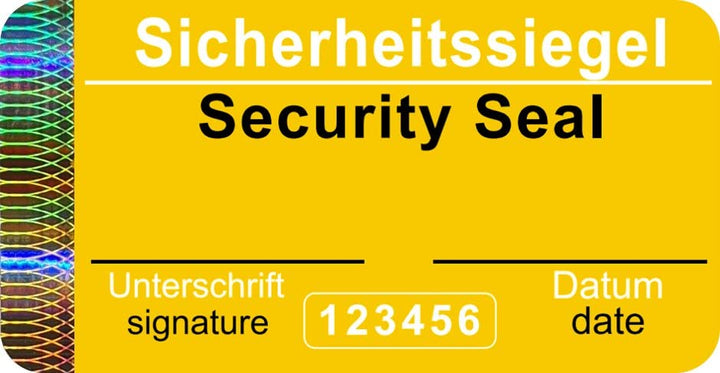 1200 Stück - Sicherheits-Siegel mit Seriennummer - 48x25mm gelb, beschreibbar - Sicherheitssiegel, Q