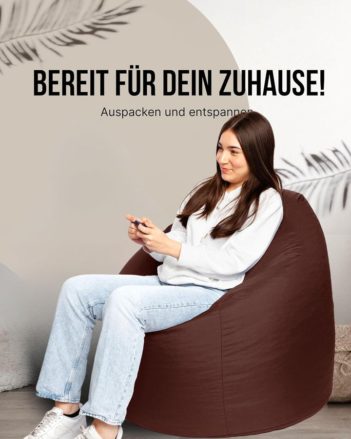 PATCH HOME Patchhome Sitzsack Tropfenform mit Reissverschluss Nachfüllbar - für In &amp; Outdoor - mit S