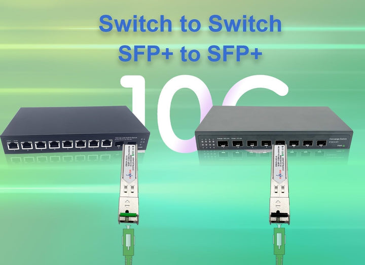 Elfcam® - 1 Paar 10 Gbps SFP+ BiDi Transceiver-Modul mit Glasfaser, 1270 nm/1330 nm, mit SC Simplex-