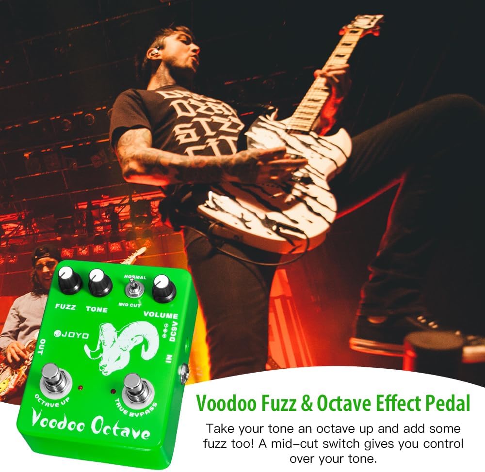 JOYO Octave Fuzz Pedal Germanium Fuzz 60er Rock-Effekt mit „Mid-Cut“ für E-Gitarre – True Bypass (Vo