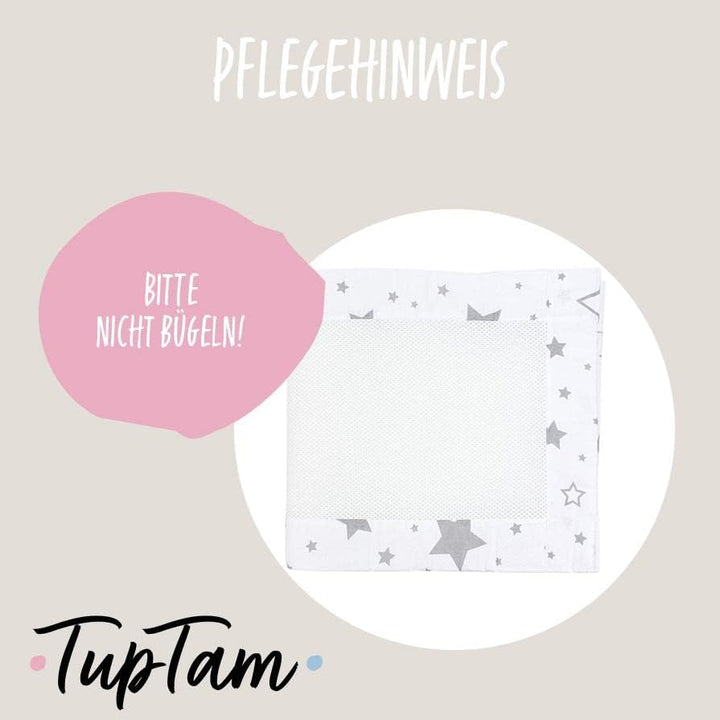 TupTam Bettumrandung Babybett 3D Mesh Nestchen – Gitterstäbe Schutz Netz 2er, Farbe: Grosse Sterne G
