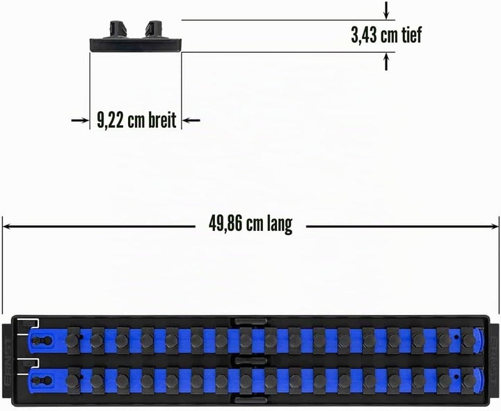Ernst Verarbeitung Boss 2-rail Universal Twist Lock Socket Tablett, 8457 19", 1/2" Drive Blau, 19",