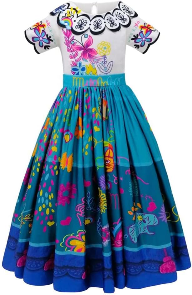 Lito Angels Encanto Mirabel Kleid Kostüm Verkleidung mit Tasche, Brille Grün und Perücke für Kinder