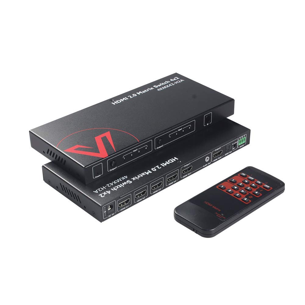 AV Access HDMI Matrix 4x2 4K@60Hz, ARC Funktion, HDMI 2.0, HDR10, 3D Effekt, Dolby Vision, HDCP 2.2,