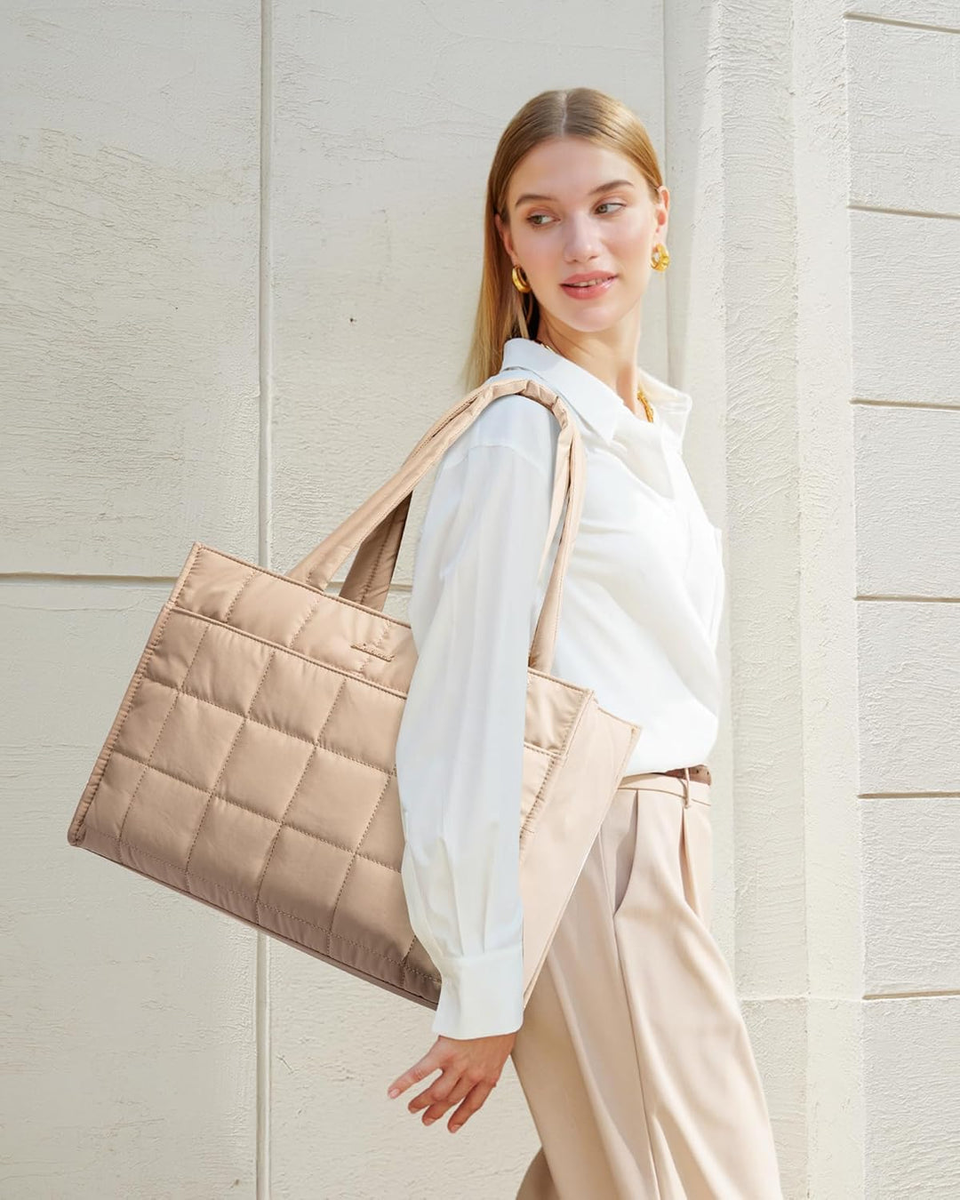LOVEVOOK Handtasche Damen Shopper Tasche, Puffer Laptoptasche 15.6 Zoll Arbeitstasche Aktentasche, G