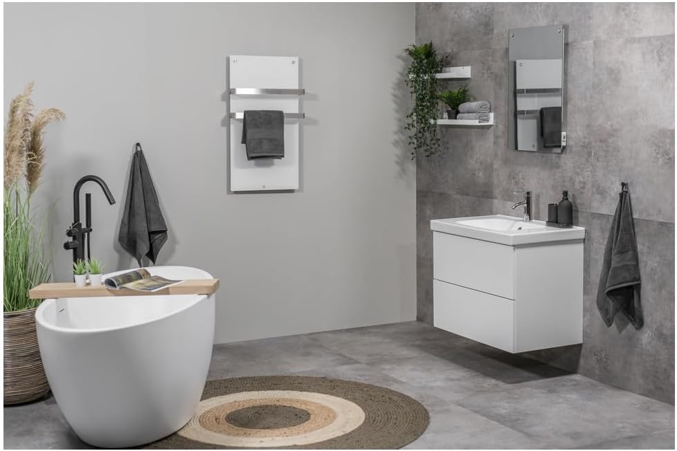 Badezimmer Heizkörper Handtuchtrockner Handtuchwärmer Eurom Sani Comfort Wifi Elektro Glas