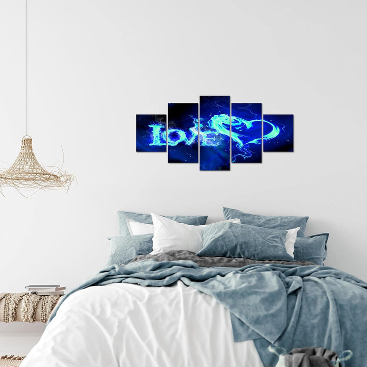 Runa Art Wandbilder Abstrakt Feuer Love 5 Teilig Bild auf Vlies Leinwand Deko Wohnzimmer Schlafzimme