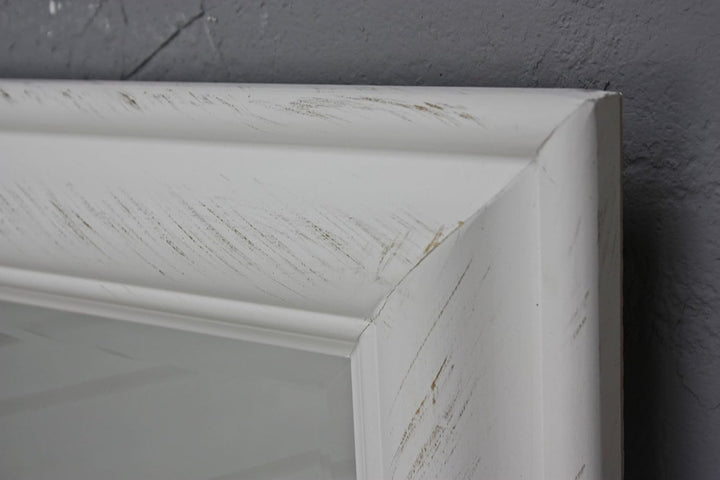 elbmöbel Wandspiegel 132 x 72cm gross in weiss mit Holz-Rahmen schlicht