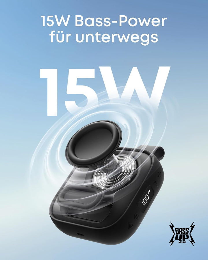 soundcore Boom Go 3i by Anker, tragbarer Lautsprecher mit 15W Sound, 24h Spielzeit, BassUp 2.0, Lade