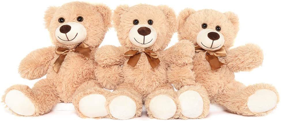MorisMos 3 Packungen Teddybär Stofftiere Plüsch niedliches Plüschtier in 3 Teddybären 3 Stück kleine