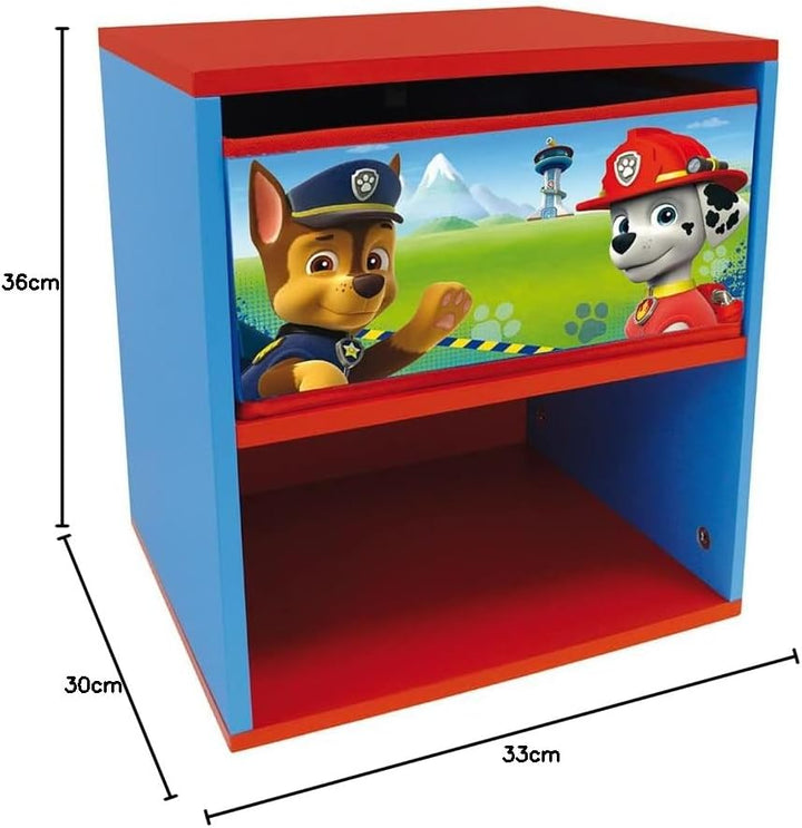 FUN HOUSE 712533 Paw Patrol Nachttisch, mit Schublade, für Kinder, MDF-Holz/Vlies, Blau, 33 x 30 x 3