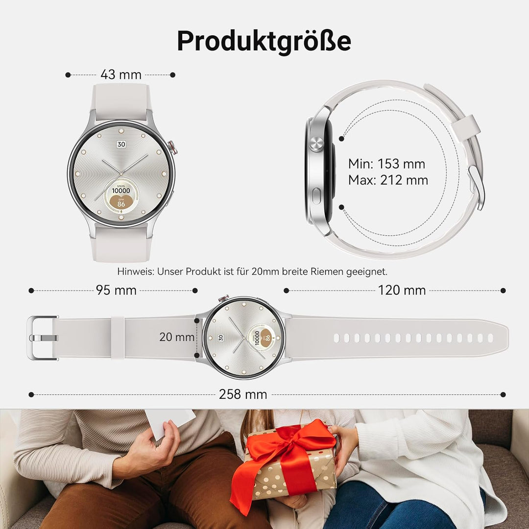 Smartwatch Herren Rund mit Telefonfunktion- 1.32" AMOLED Display, Fitnessuhr mit 110+ Sportmodi &3AT