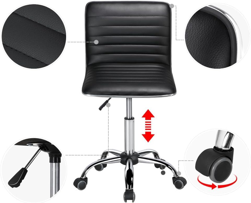Yaheetech Bürostuhl Drehstuhl ergonomischer Schreibtischstuhl, Drehsessel mit Rollen, ohne Armlehne,