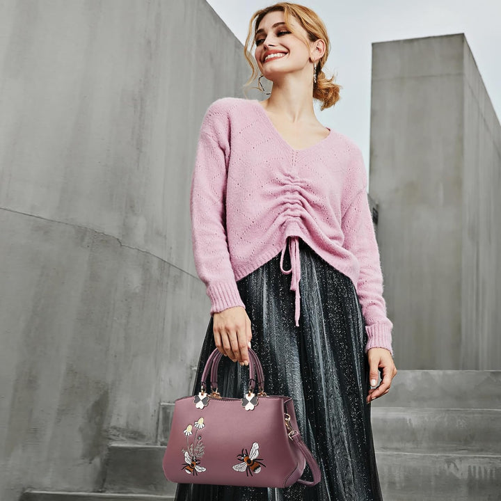 NICOLE&DORIS Handtaschen Damen Mode Schultertasche Geldbörse Retro Umhängetasche Frau Tote Stickerei