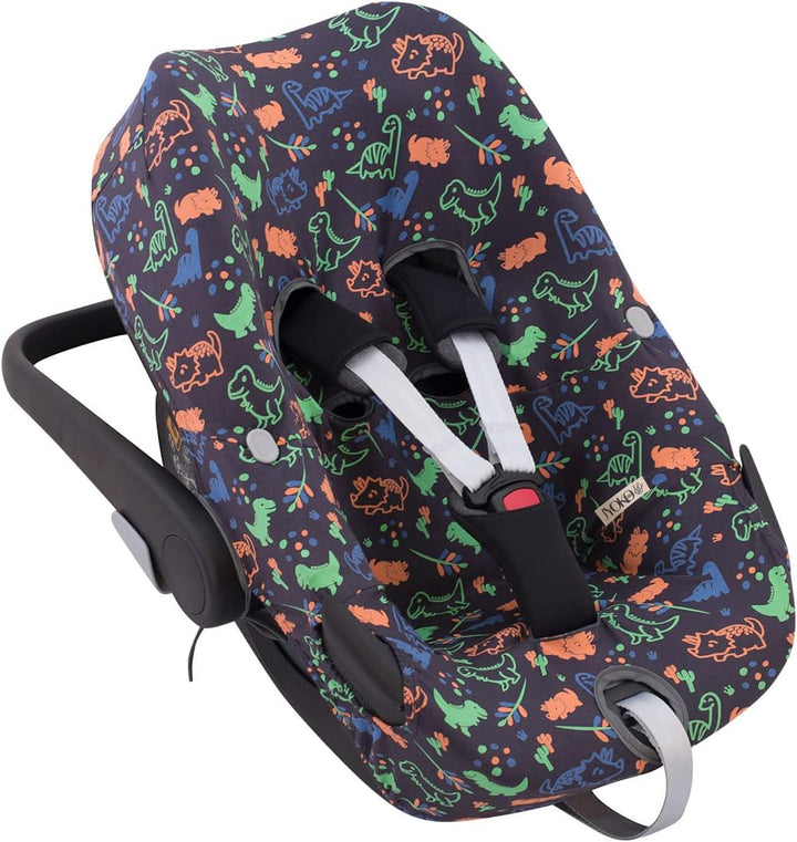 JYOKO KIDS Bezug kompatibel mit Maxi Cosi Pebble 360 Y FamilyFix 360, aus Baumwolle (Happy Dino) Hap