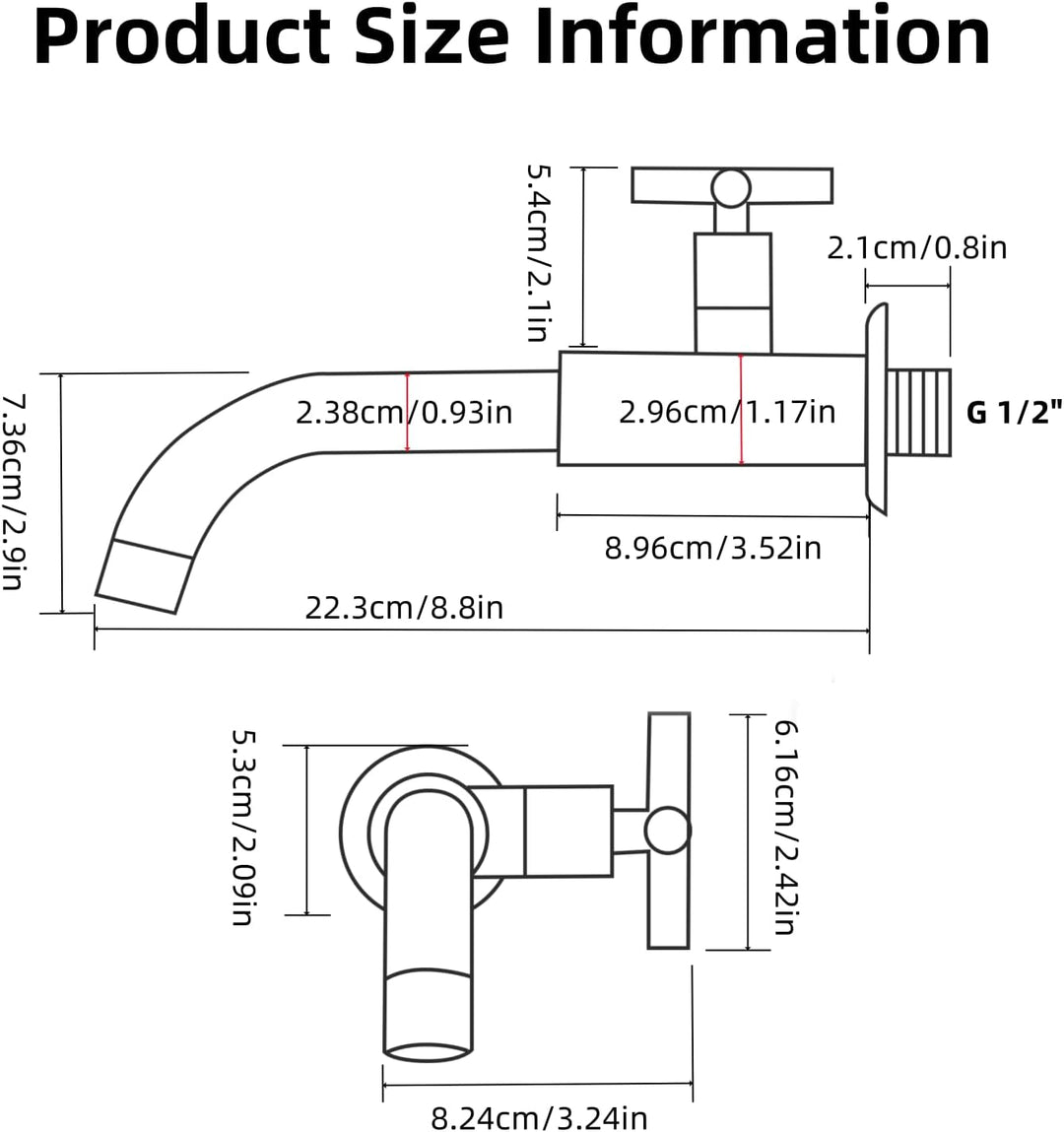 Kaltwasserhahn Wandmontage Messing Antik, 23CM Gebürstet Antik, Gebürstet Antik