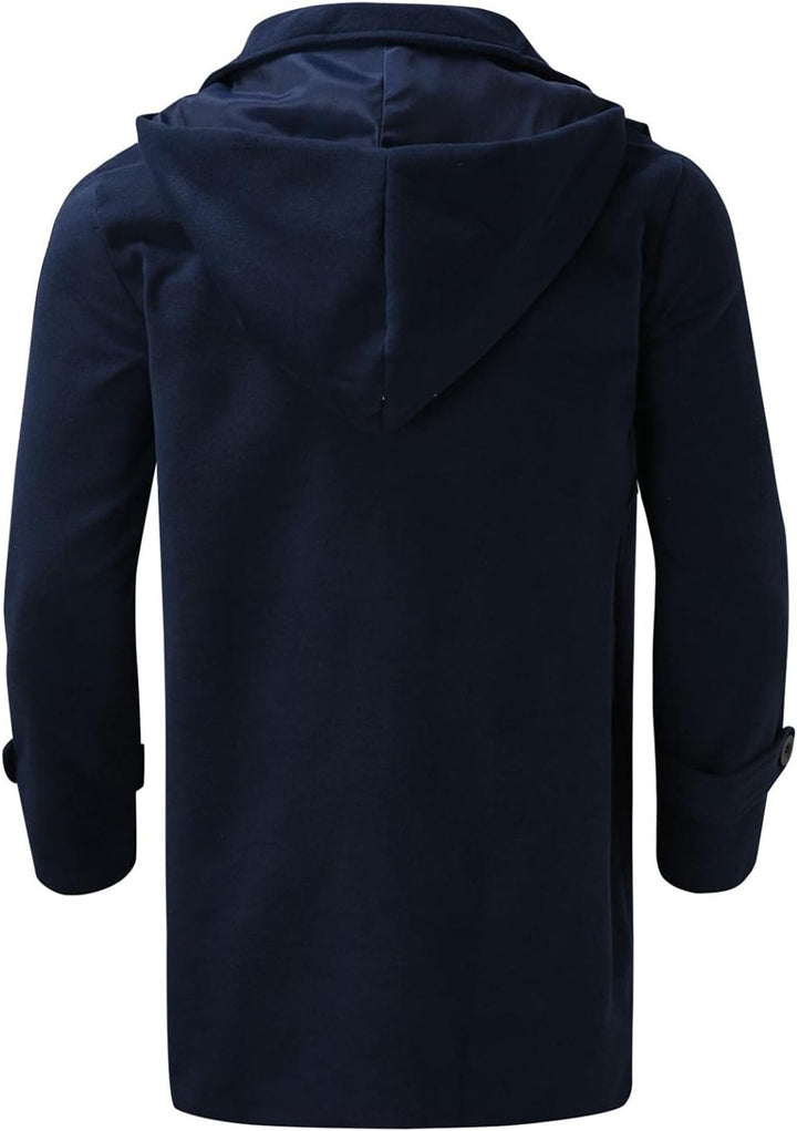 Zhiyao Herren Warm Wollmantel Stehkragen Wintermantel Trenchcoat Klassischer Winter Jacke Reverskrag