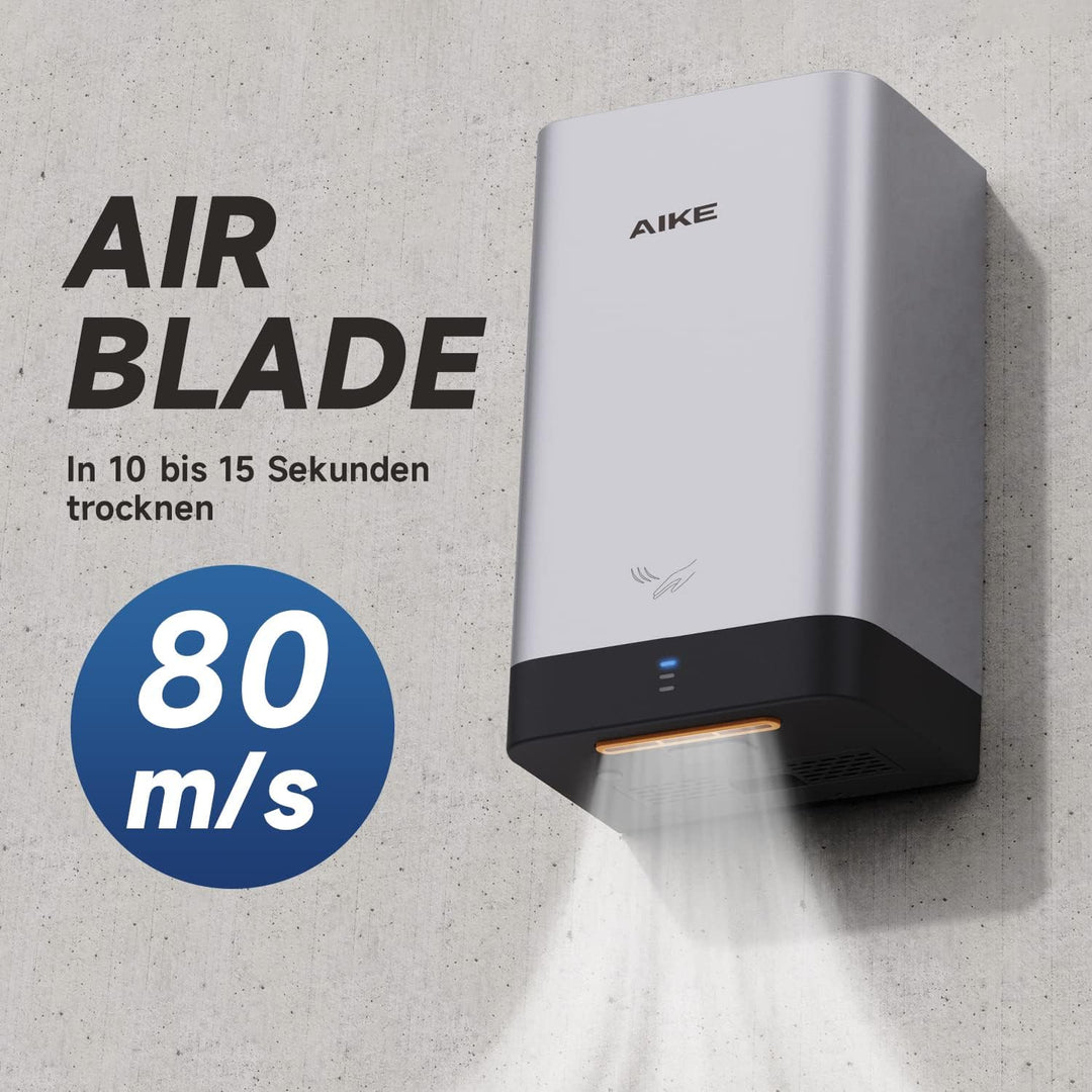 AIKE AK2822 ABS Händetrockner, Energiesparender elektrischer Hochgeschwindigkeits-Händetrockner, Aut