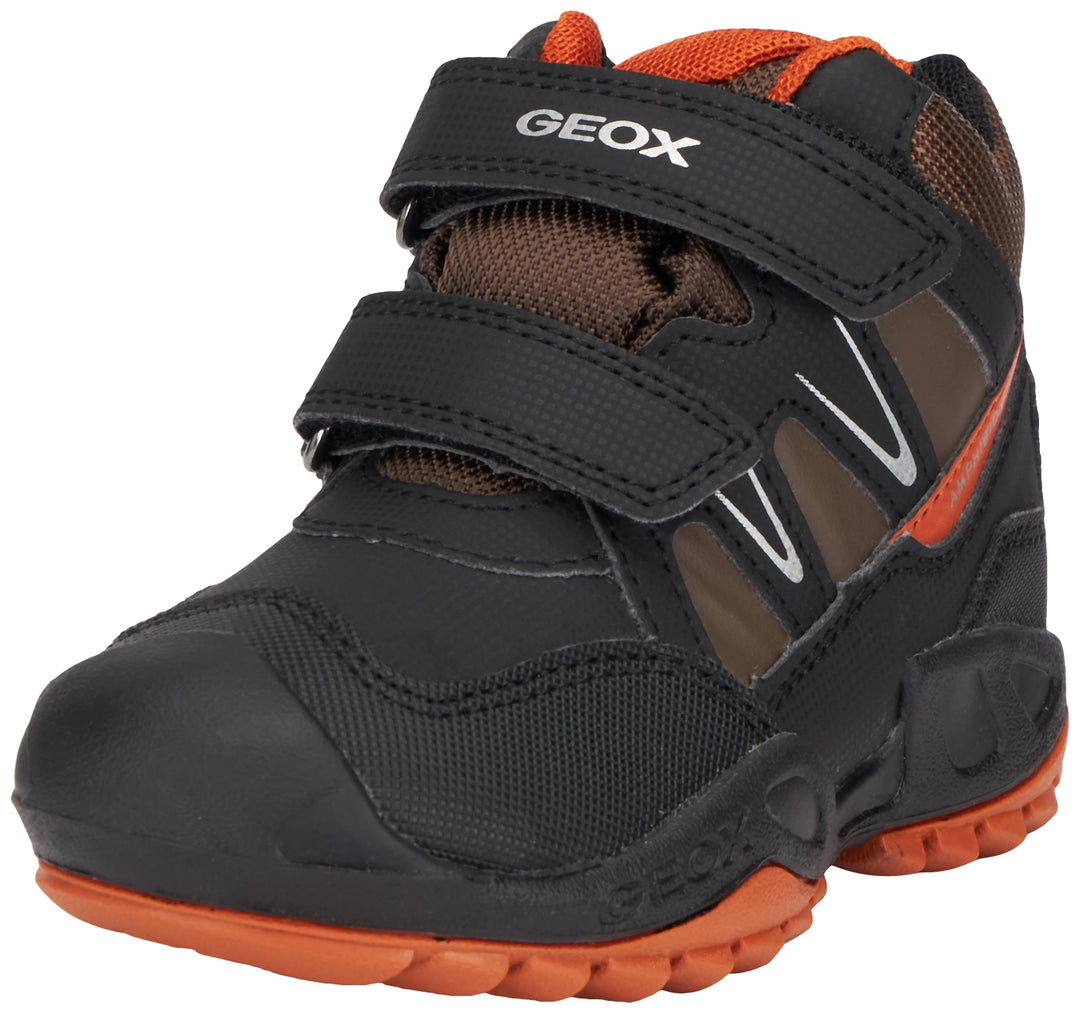 Geox Jungen J New Savage Boy B ASneaker 32 EU Black Dk Orange, 32 EU Black Dk Orange