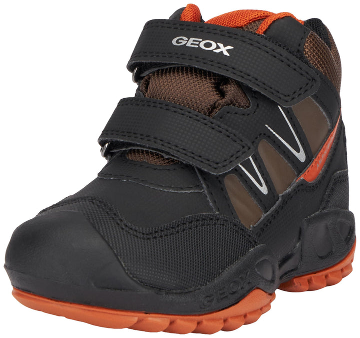 Geox Jungen J New Savage Boy B ASneaker 32 EU Black Dk Orange, 32 EU Black Dk Orange