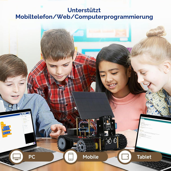 5-in-1-ESP32-Smart-Kamera-Solarroboter-Panzerwagen-Kit, STEM-Spielzeug-Robotik-Kit für Kinder im Alt
