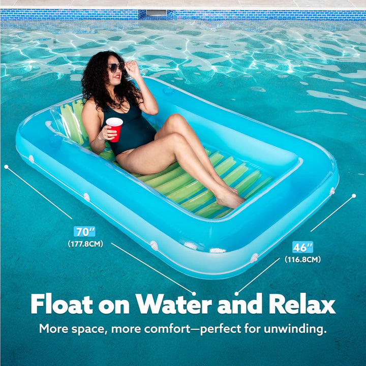 Sloosh Inflatable Sun Pool Lounge Float, Suntan Tub Raft Float, Tanning Pool with Removable Cushion,