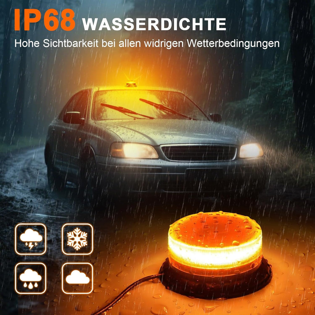 Dinfu LED Rundumleuchte led warnleuchte, 12V-24V Gelb Warnlicht mit magnetischem und 9 Modes für KFZ