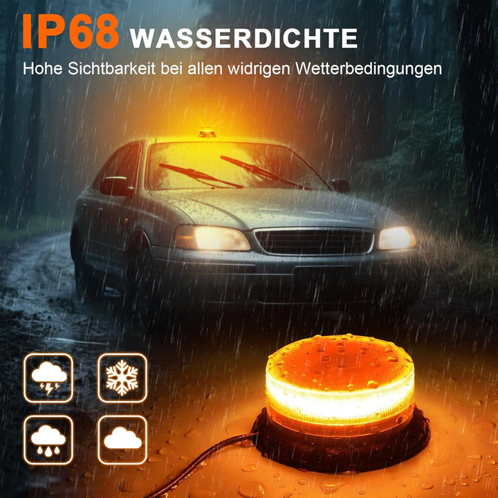 Dinfu LED Rundumleuchte led warnleuchte, 12V-24V Gelb Warnlicht mit magnetischem und 9 Modes für KFZ