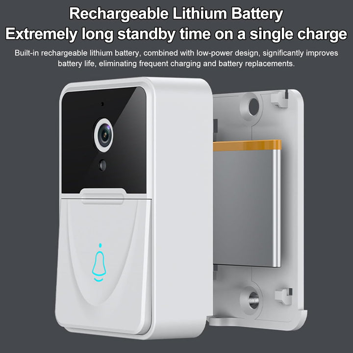 Klingel Mit Kamera Kabellos, Smart WiFi Video-TüRklingel Eingebauter Lithium-Akku 1000 Mah FüR Zu Ha