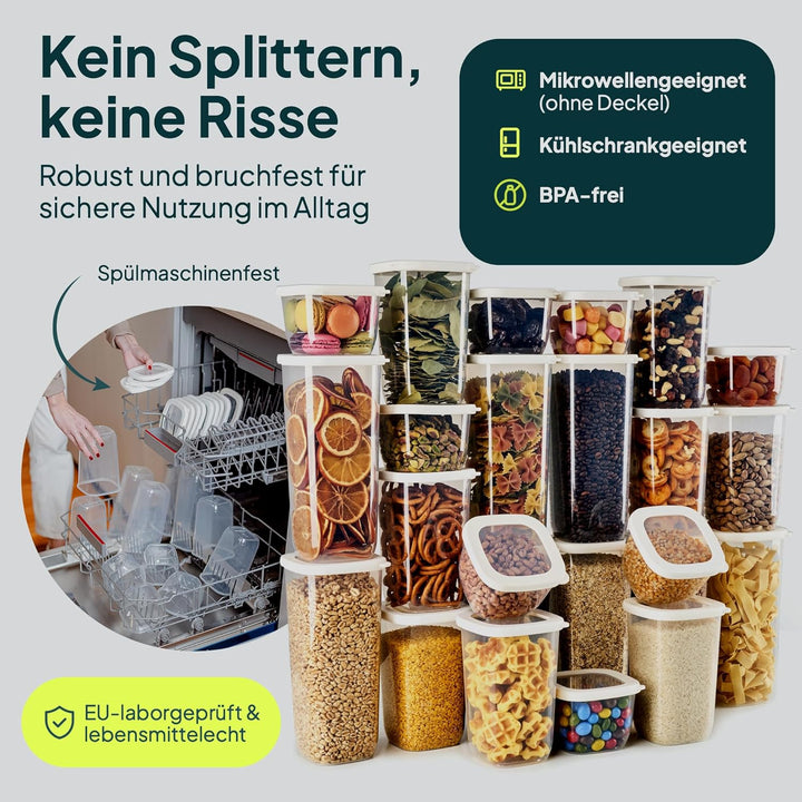 UANDU 24er Vorratsdosen Set (8x1.75L+8x1.2L+8x0.55L) Vorratsdosen mit deckel BPA frei Kunststoff Vor