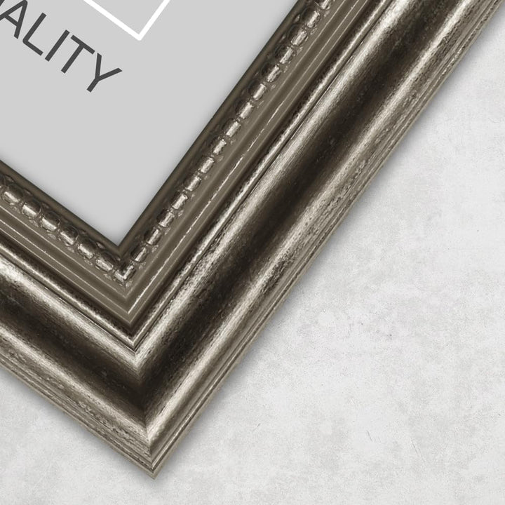 Mende Frames Bilderrahmen Antik 42x60cm DIN A2 I Farbe: Silber I Holzbilderrahmen I Fotorahmen I Sil