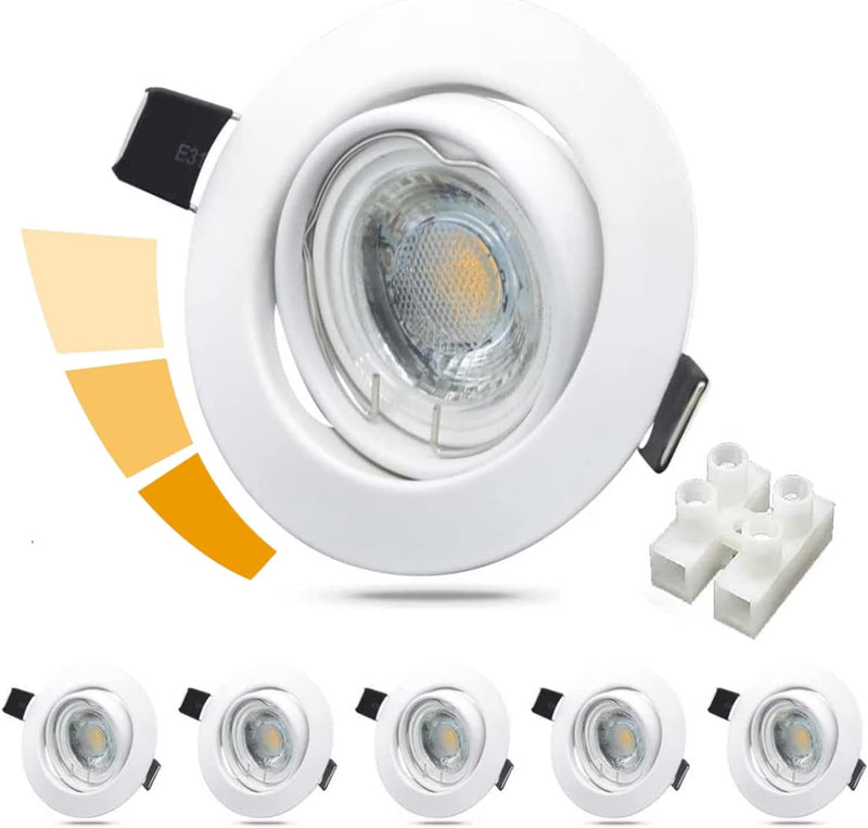 Unikcst Dimmbar LED Einbaustrahler 230V Weiss Ultra Flach Einbauleuchten Decke Rund Einbauspots Schw