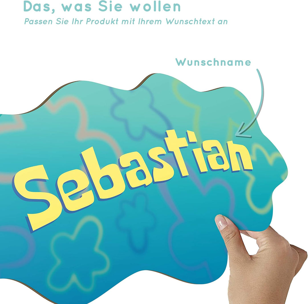 Elbeffekt Schwamm Schild aus Holz- personalisierbares Geschenk - Kinderzimmer Deko - Wohnzimmer Deko
