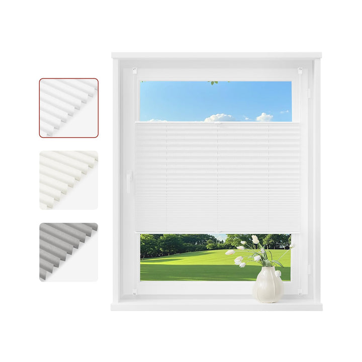 WOLTU Plissee ohne Bohren Klemmfix Faltrollo Jalousie Weiss 45x100cm (BxH), Plisseerollo Crushed Opt