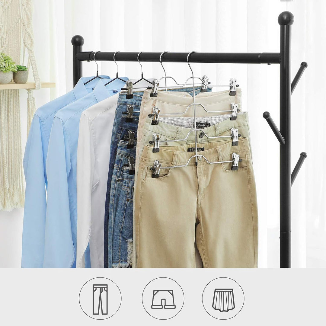 SONGMICS HosenbÜgel platzsparend, Mehrfach-RockbÜgel mit Clips, 6er Set, KleiderbÜgel aus Metall, fÜ