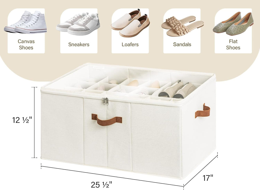 StorageWorks Schuhorganizer für Schrank, Stoff Schuhaufbewahrungsbox mit Deckel, extragrosse Schuhau